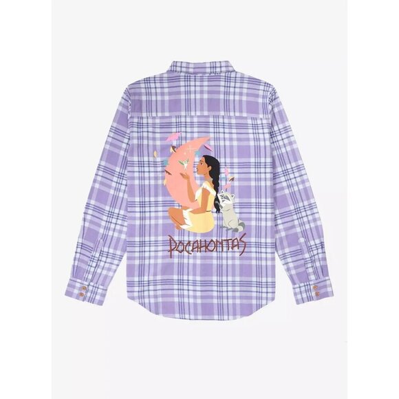 Disney Our Universe Pocahontas Women's Cotton Multicolor Plaid Shirt. Sz M - Picture 1 of 12